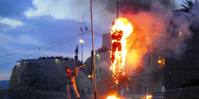 the burning of Judas tradition in Crete
