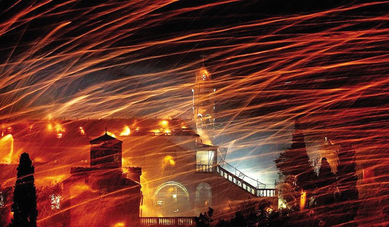 tradition of rocketwar on the island of Chios